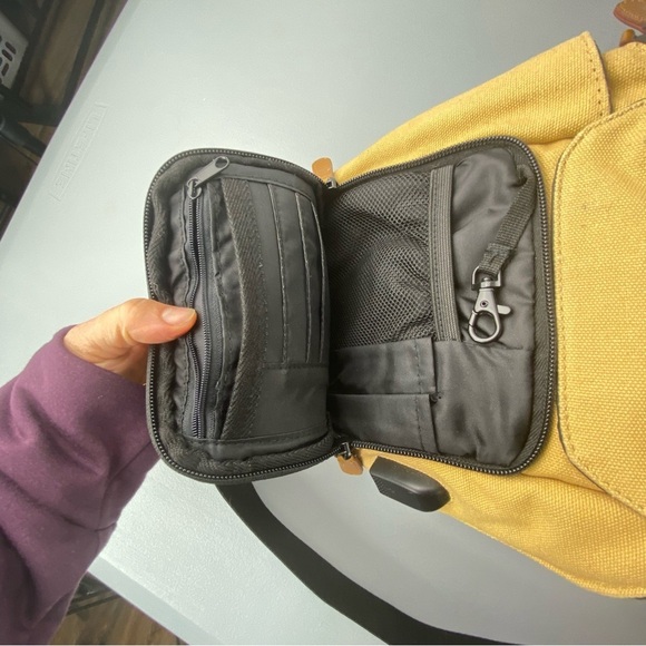 Apex tan crossbody sling travel festival bag with charger connection - Picture 3 of 15